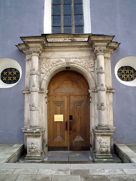 side door from St.Nicolaus churhc side door from St.Nicolaus churhc in Tallinn.        porticus stock pictures, royalty-free photos & images