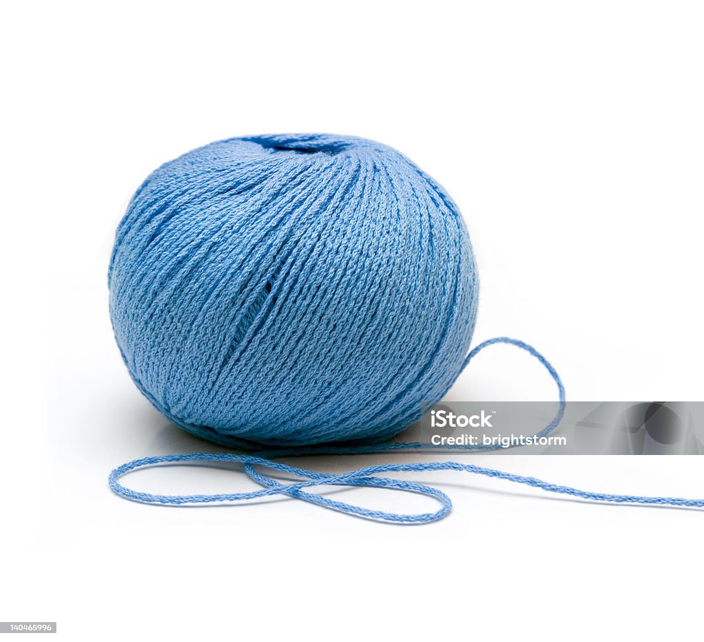 yarn ball blue yarn ball on white background - isolated Blue Stock Photo