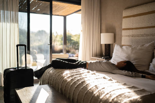 istock Woman arrival and resting in a hotel 1404666372