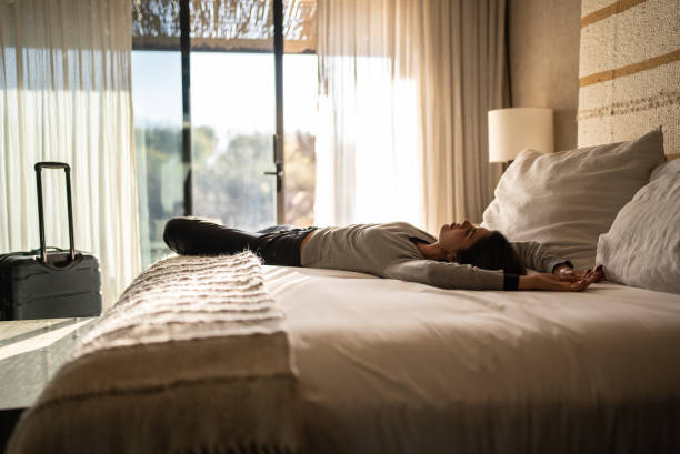 istock Woman arrival and resting in a hotel 1404666373