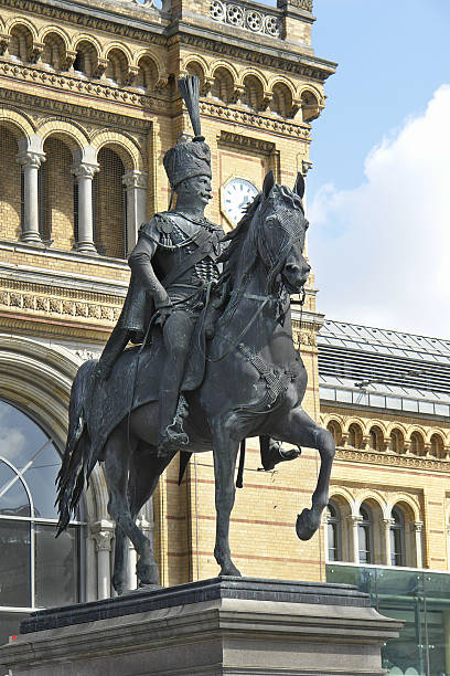 Equestrian statue of Ernst August I in Hanover, Germany stock photo