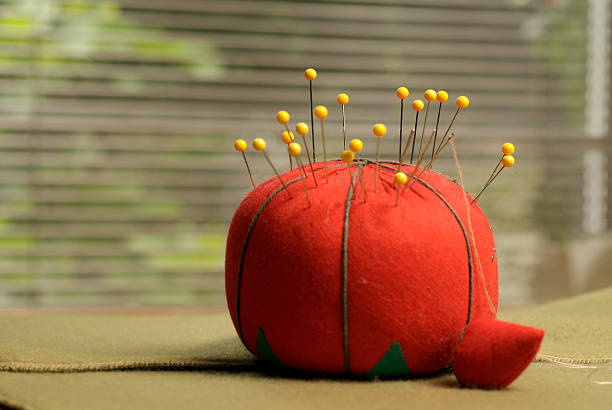 Sewing Pin Cushion Pins and Needle stock photo