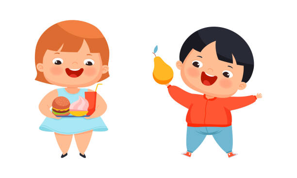 Ilustración de Niño Y Niña Felices Con Sobrepeso Que Comen Alimentos Saludables Y No Saludables Ilustración Vectorial De Dibujos Animados y más Vectores Libres de Derechos de Niñez - iStock Ilustración de Niño Y Niña Felices Con Sobrepeso Que Comen Alimentos Saludables Y No Saludables Ilustración Vectorial De Dibujos Animados y más Vectores Libres de Derechos de Niñez - iStock