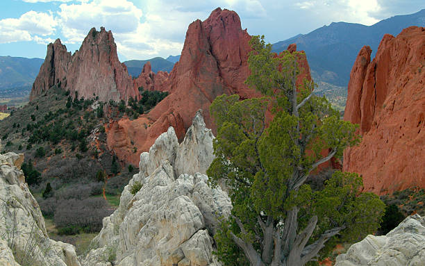 Garden of the Gods, Colorado Springs View looking south from white rock in Garden of the Gods. colorado springs city stock pictures, royalty-free photos & images