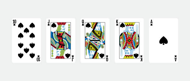 istock Royal flush spades five card poker hand playing cards deck 1404676460