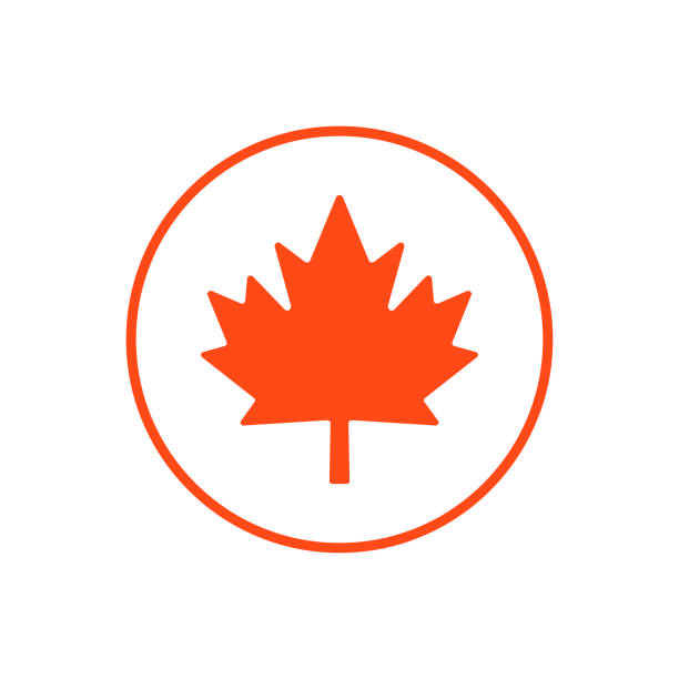 ilustrações, clipart, desenhos animados e ícones de moeda de bandeira canadense redonda. folha de bordo. vetor. - canadian flag canada flag maple leaf