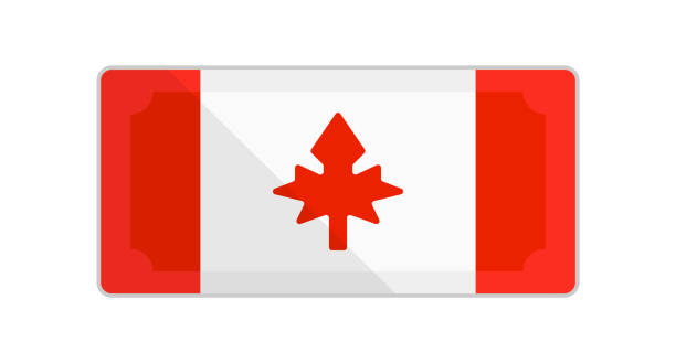 ilustraciones, imágenes clip art, dibujos animados e iconos de stock de icono del billete de dólar canadiense con patrón de bandera canadiense. vector. - canada investment dollar canadian flag