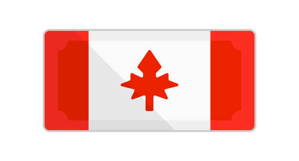 ilustrações, clipart, desenhos animados e ícones de ícone da nota de dólar canadense com padrão de bandeira canadense. vetor. - canada investment dollar canadian flag