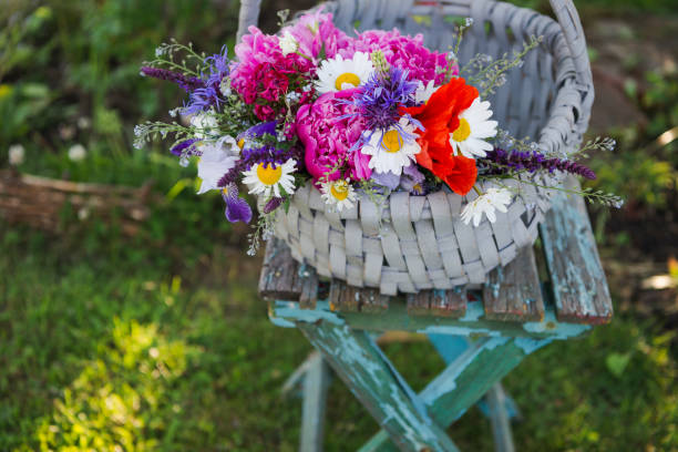 istock Locally grown flowers in a basket 1404678787