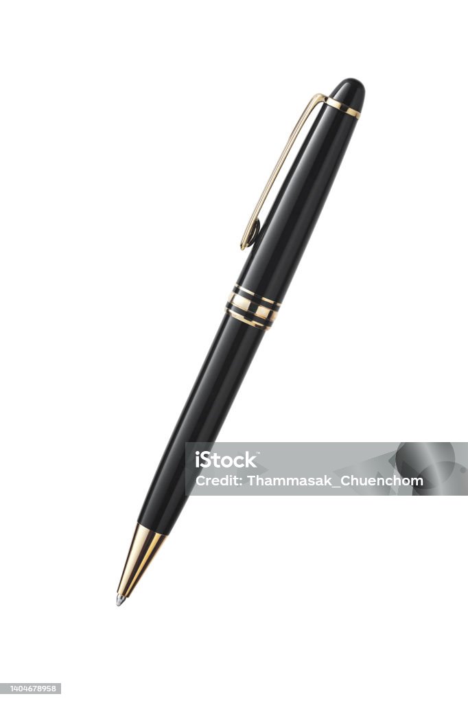 Ballpoint Pen isolated on white background metallic pen isolated on white background with clipping path. Pen Stock Photo