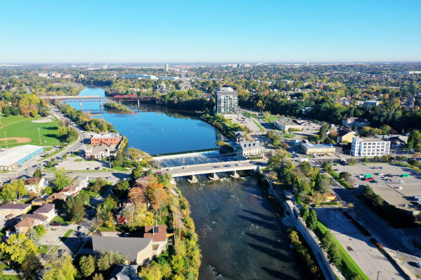 istock Aerial view of Cambridge, Ontario, Canada in spring 1404679130