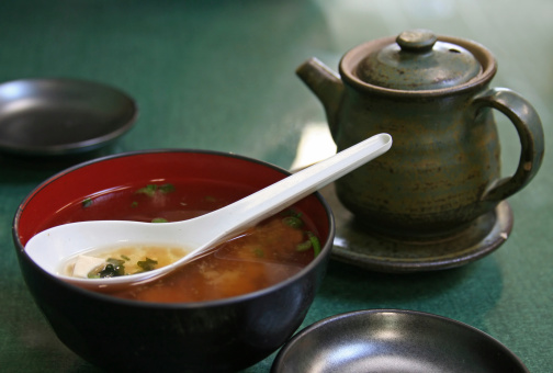 Miso soup and soy sauce