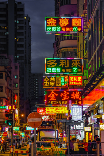 Night view of Hong Kong Winner. Shooting Location: Hong Kong Special Administrative Region