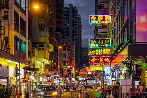 Night view of Hong Kong Winner. Shooting Location: Hong Kong Special Administrative Region