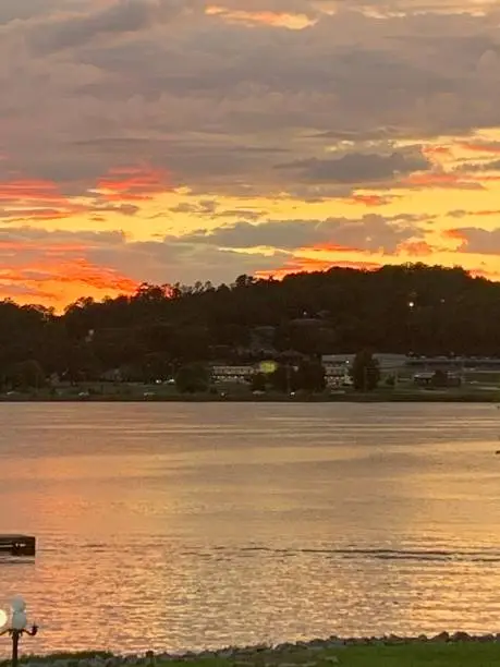 Fiery sunset over the lake