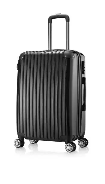 Black ABS luggage with 4 wheels, isolated on white