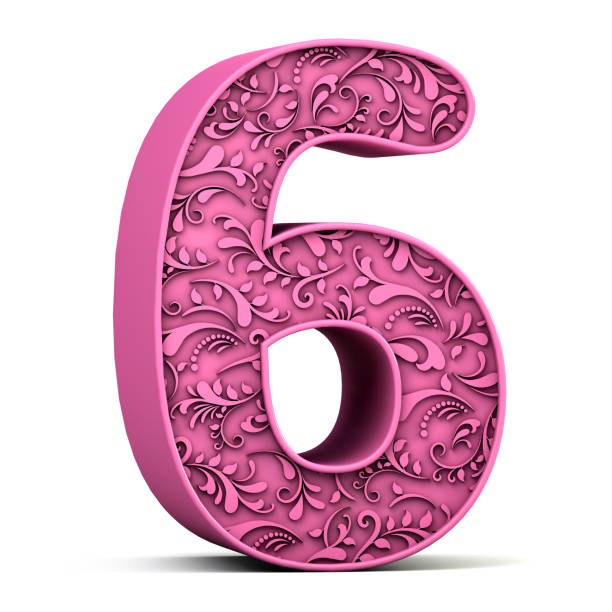 istock 3d floral number 6 isolated on white background. 3d illustration. 1404686506