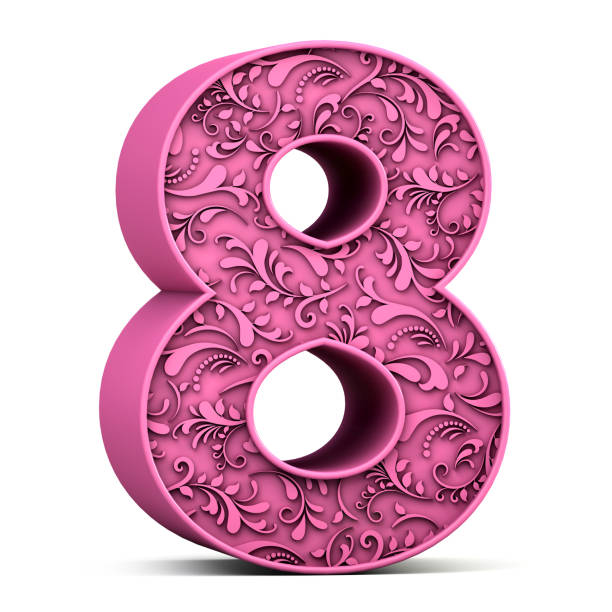 istock 3d floral number 8 isolated on white background. 3d illustration. 1404686515