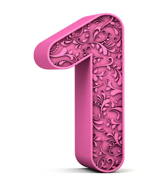 istock 3d floral number 1 isolated on white background. 3d illustration. 1404686712