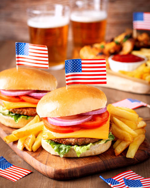 istock Table with food for USA 4th July Independence Day 1404686957