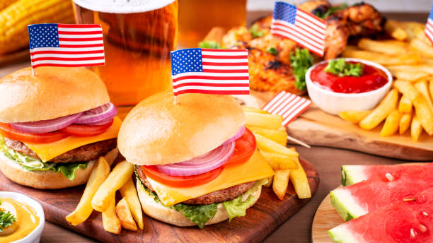 istock Table with food for USA 4th July Independence Day 1404686972