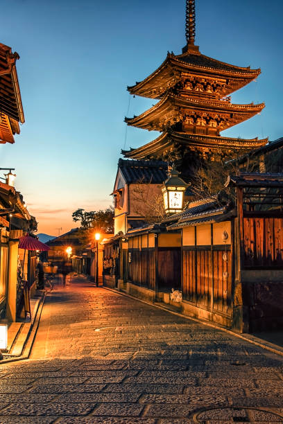 Yasaka Pagoda and Sannen Zaka Street in evening, Kyoto, Japan