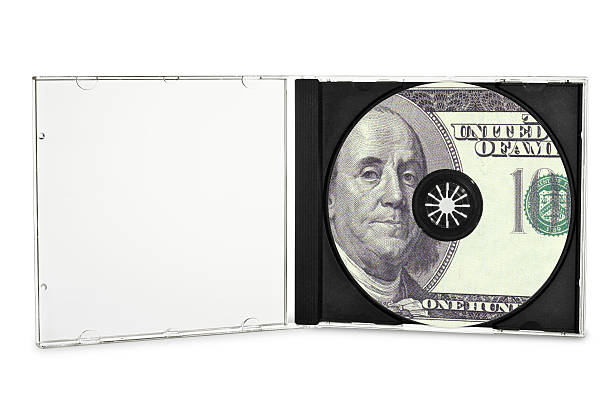 printed compact disc Printed compact disc in open case. (with clipping path) clear cd case stock pictures, royalty-free photos & images