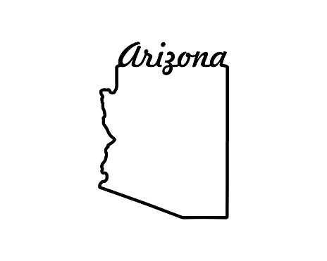 Arizona state map. US state map. Arizona outline symbol. Retro typography. Vector illustration