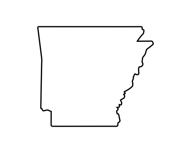 米国の州地図。アーカンソー州のシルエットシンボル。ベクターイラストレーション - アーカンソー州点のイラスト素材／クリップアート素材／マンガ素材／アイコン素材
