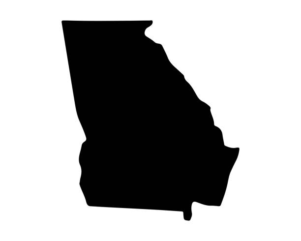 illustrations, cliparts, dessins animés et icônes de carte de l’état américain. symbole de la silhouette de la géorgie. illustration vectorielle - georgia state