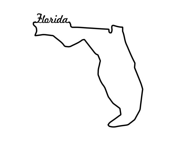 illustrazioni stock, clip art, cartoni animati e icone di tendenza di mappa dello stato degli stati uniti. simbolo del contorno della florida. illustrazione vettoriale - florida state