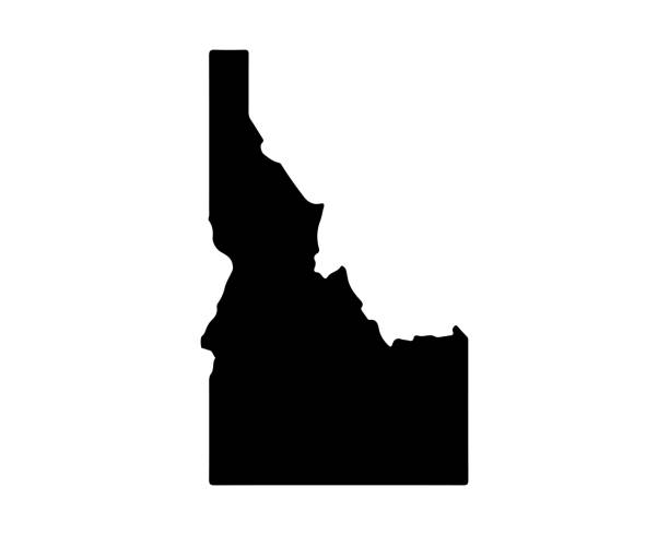 illustrazioni stock, clip art, cartoni animati e icone di tendenza di mappa dello stato degli stati uniti. simbolo della silhouette dell'idaho. illustrazione vettoriale - idaho