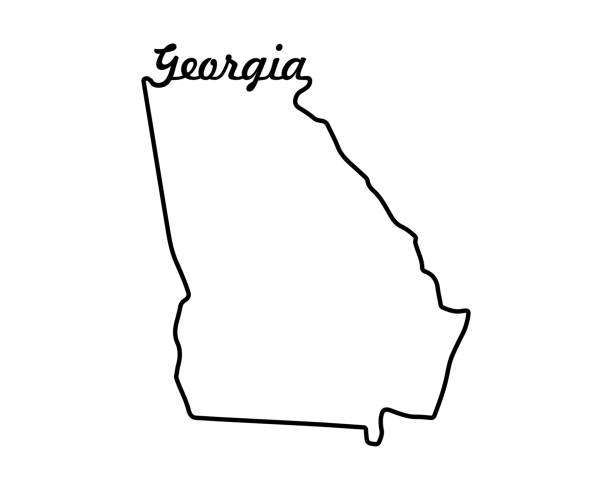 illustrations, cliparts, dessins animés et icônes de carte de l’état américain. symbole du contour de la géorgie. illustration vectorielle - georgia state