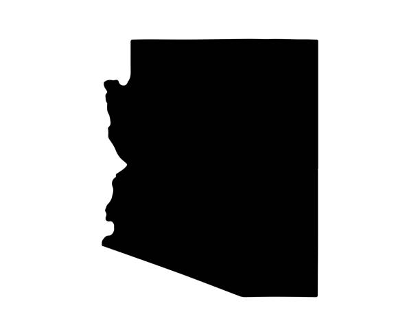 ilustraciones, imágenes clip art, dibujos animados e iconos de stock de mapa del estado de ee. uu. símbolo de silueta de arizona. ilustración vectorial - arizona map outline silhouette