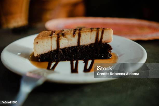 Flan With Chocolate Stock Photo - Download Image Now - Cake, Caramel, Chocolate