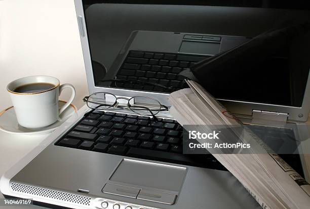 Technology And Oldfashioned Job Searching Stock Photo - Download Image Now - Porcelain, Advertisement, Bifocals