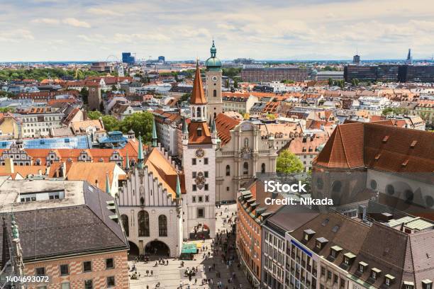 Aerial View Of Old Town Hall Of Munich Germany Stock Photo - Download Image Now - Munich, Urban Skyline, Germany