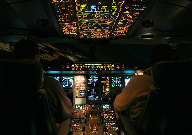 istock Airbus A330 - night cockpit landing 140469416