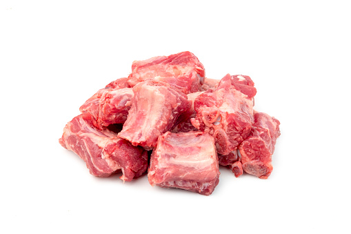 Heap of Raw Pork Ribs Isolated On White Background