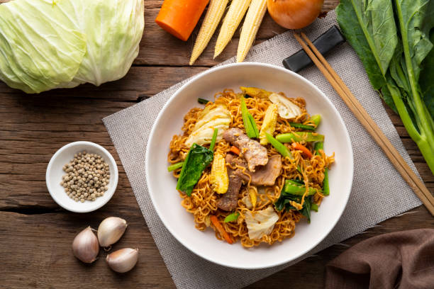 istock Stir Fried Instant Noodle with pork 1404695975