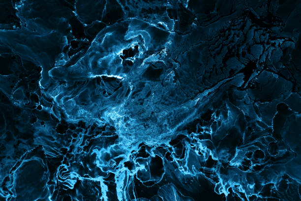 istock Alcohol ink background, abstract blue black ocean waves, acrylic paint sea swirl pattern, stains and blots 1404697052