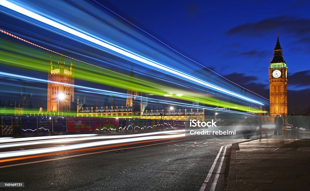 Traffic through London Traffic through London (Long exposure with light trails of moving vehicles) Architecture Stock Photo
