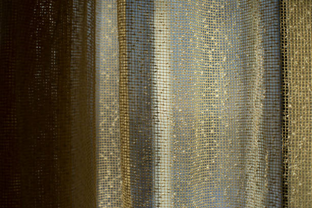 Curtains on window. Interior details. Window in room.