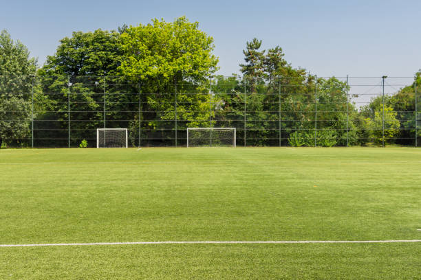 istock Empty soccer field in nature 1404698505