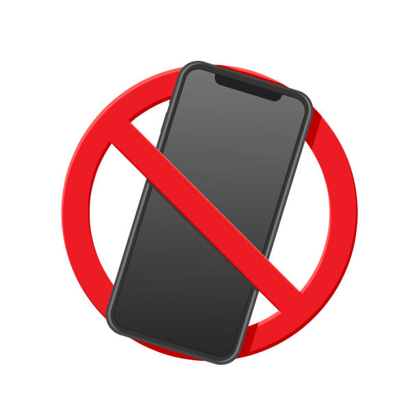 warnzeichen kein handy nicht erlaubt anrufe smartphone vektor illustration verbotszeichen nicht mobiltelefone benutzen - cell phone ban stock-grafiken, -clipart, -cartoons und -symbole