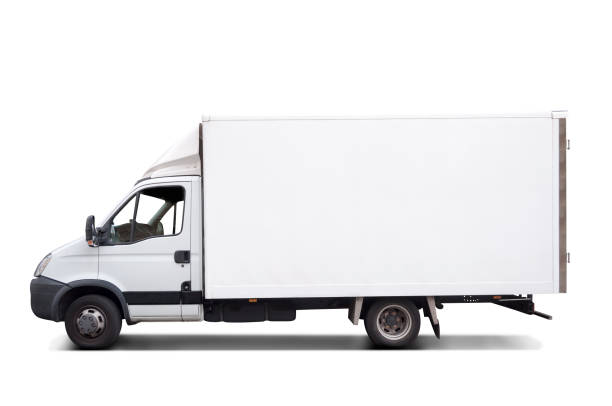 Isolated white truck for branding stock photo