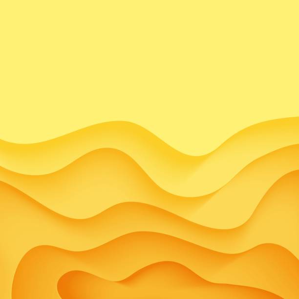 istock Abstract yellow background in cut paper style. Cutout orange wallpaper. Wavy template for save the Earth posters, eco brochures, business presentations. Vector card illustration of papercut background 1404705029