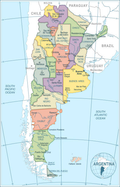 Map of Argentina - highly detailed vector illustration Argentina map - highly detailed vector illustration cordoba argentina stock illustrations