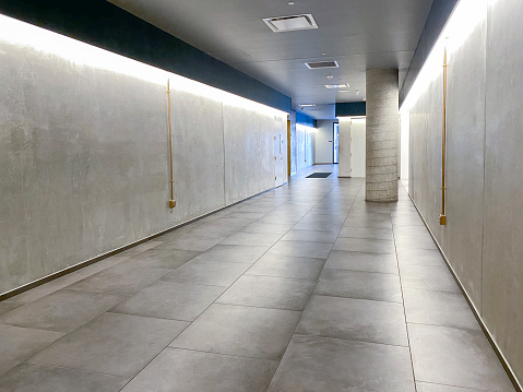 Concrete lobby of a modern building