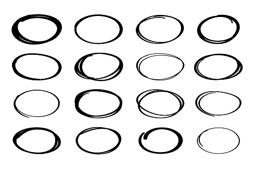 Vector collection of hand drawn ovals with editable stroke. Carefully layered and grouped for easy editing.